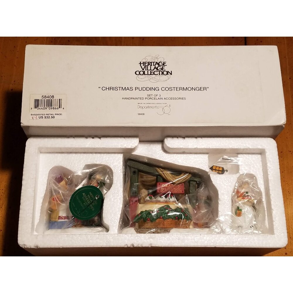 "Christmas Pudding Costermonger" set of 3 #58408 Heritage Village Collection